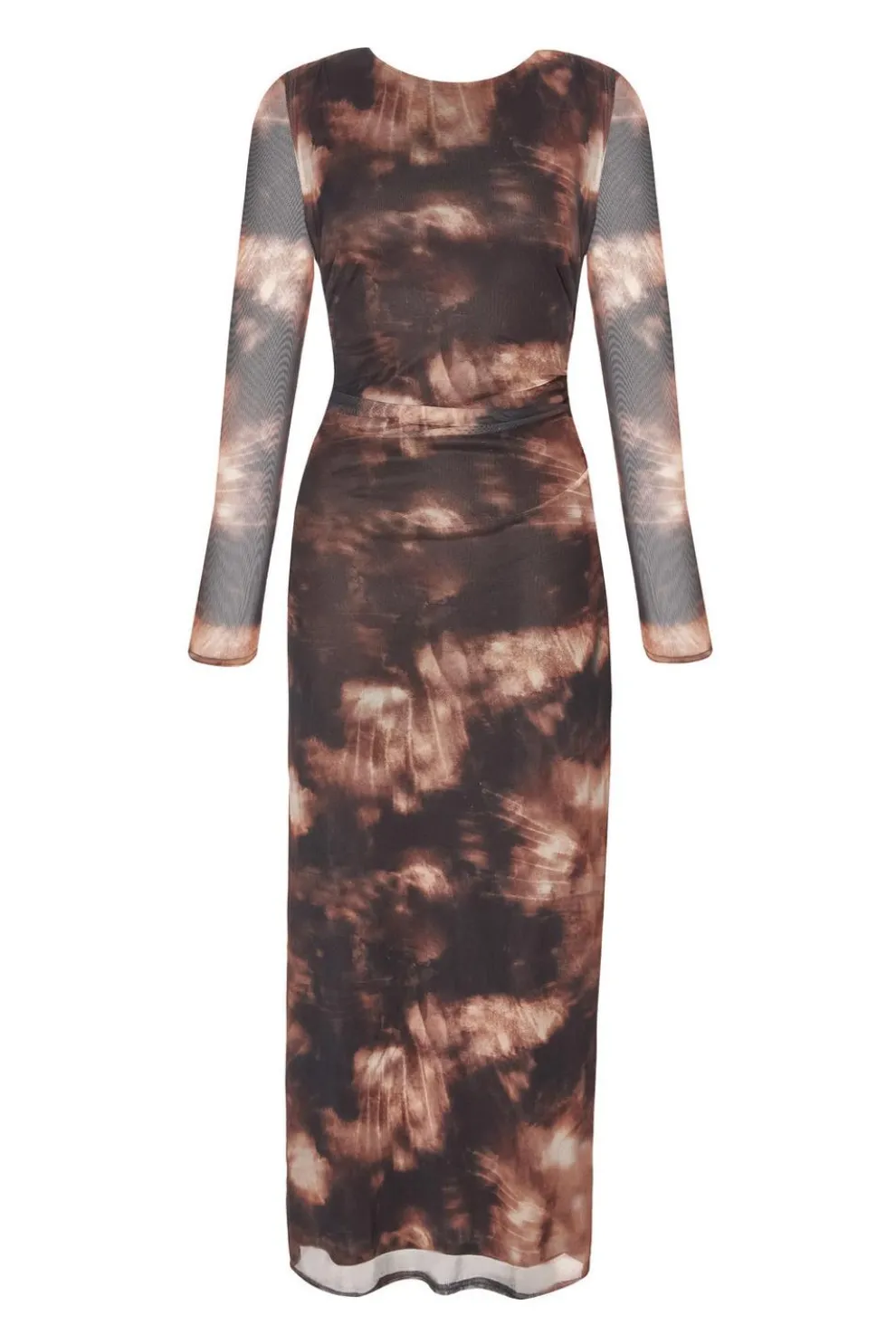 Black Printed Long Sleeve Midaxi Dress