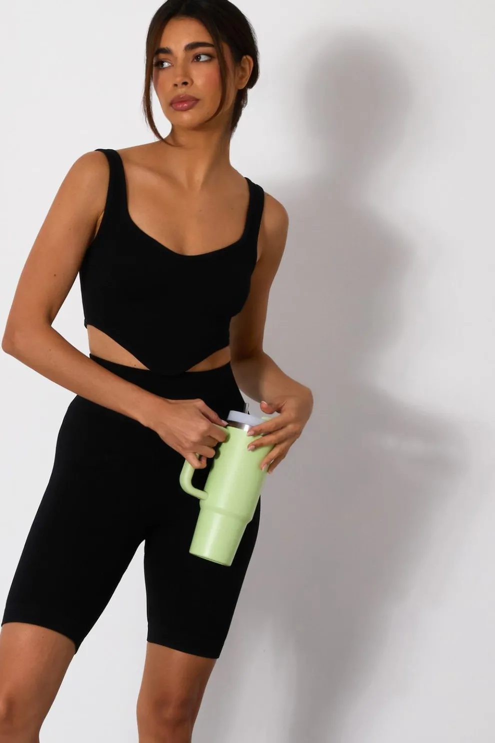 Black Ribbed Corset Top