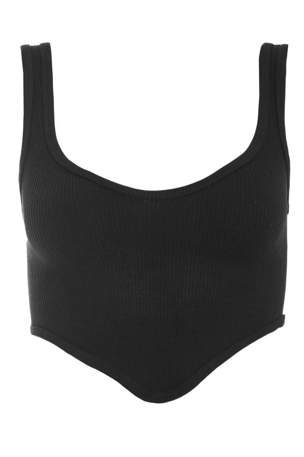 Black Ribbed Corset Top