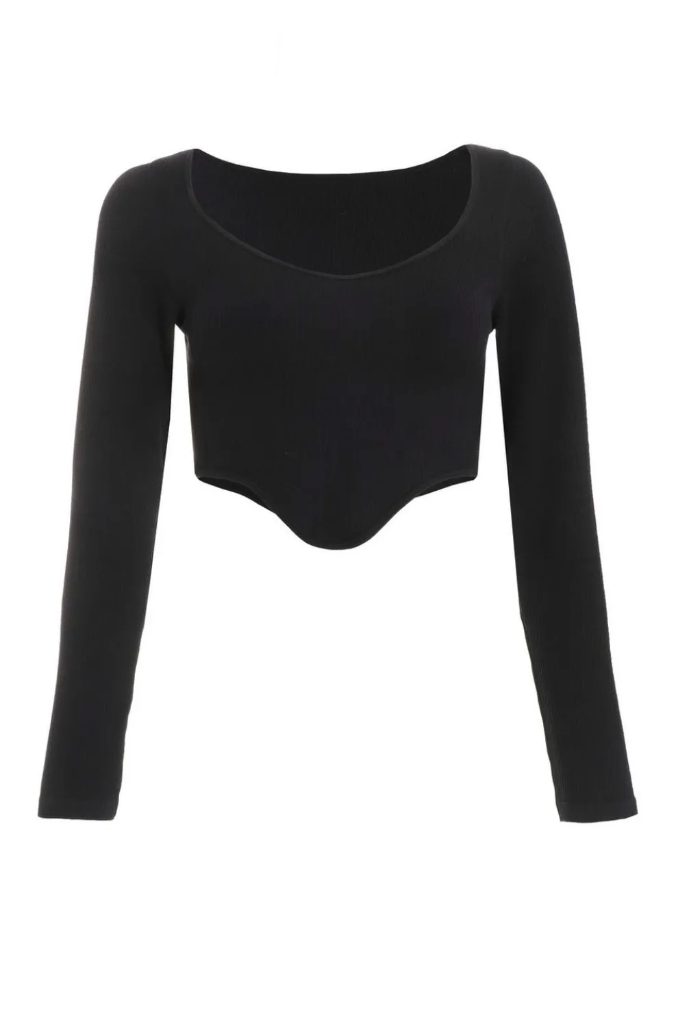 Black Ribbed Crop Top