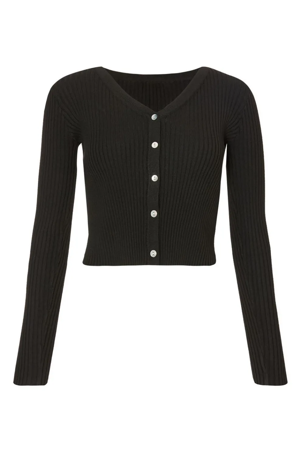 Black Ribbed Knit Cardigan