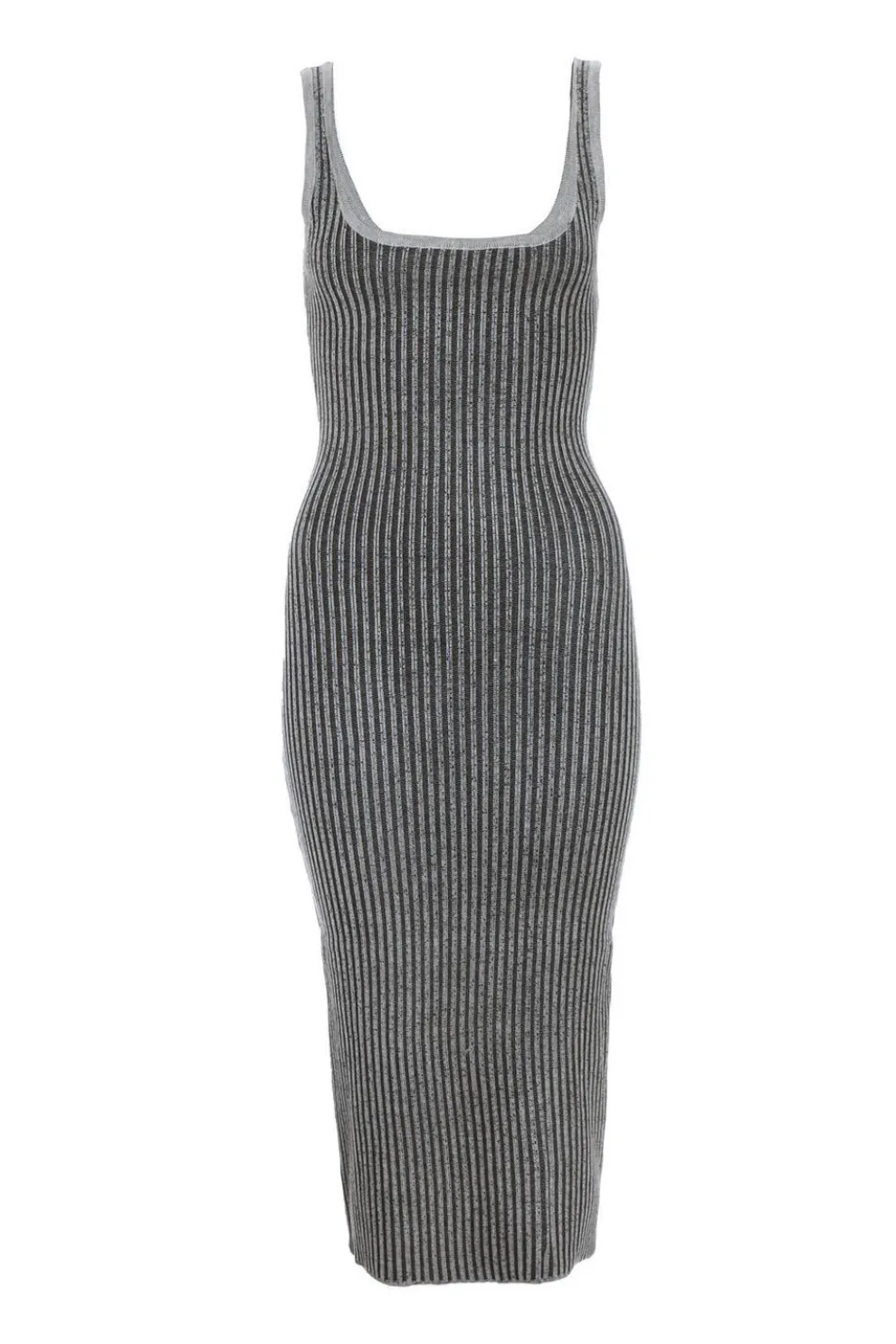 Black Ribbed Midi Dress