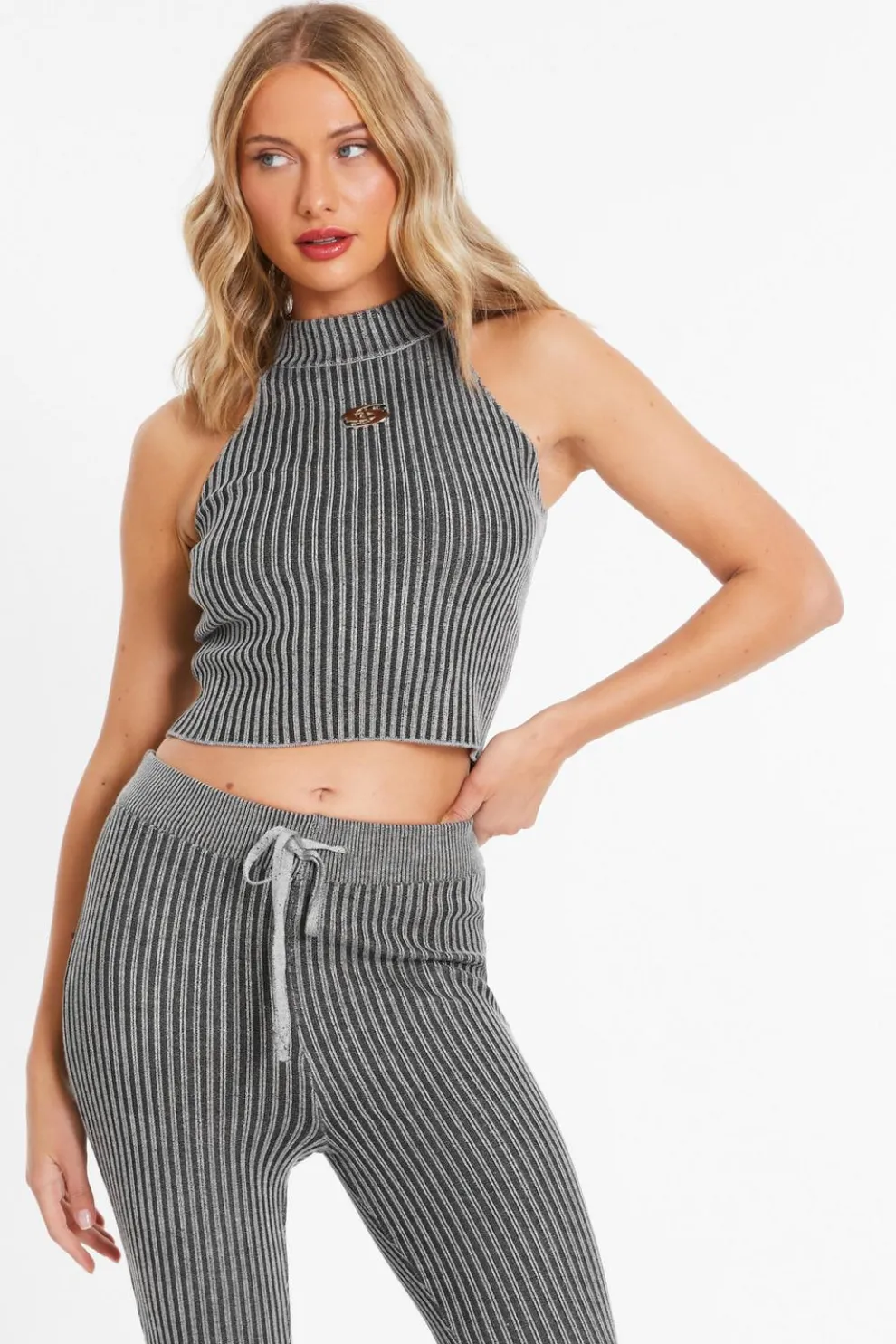 Black Ribbed Racer Top