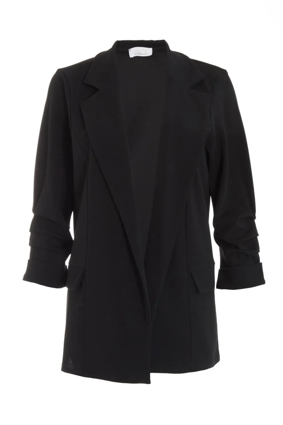 Black Ruched Sleeve Blazer