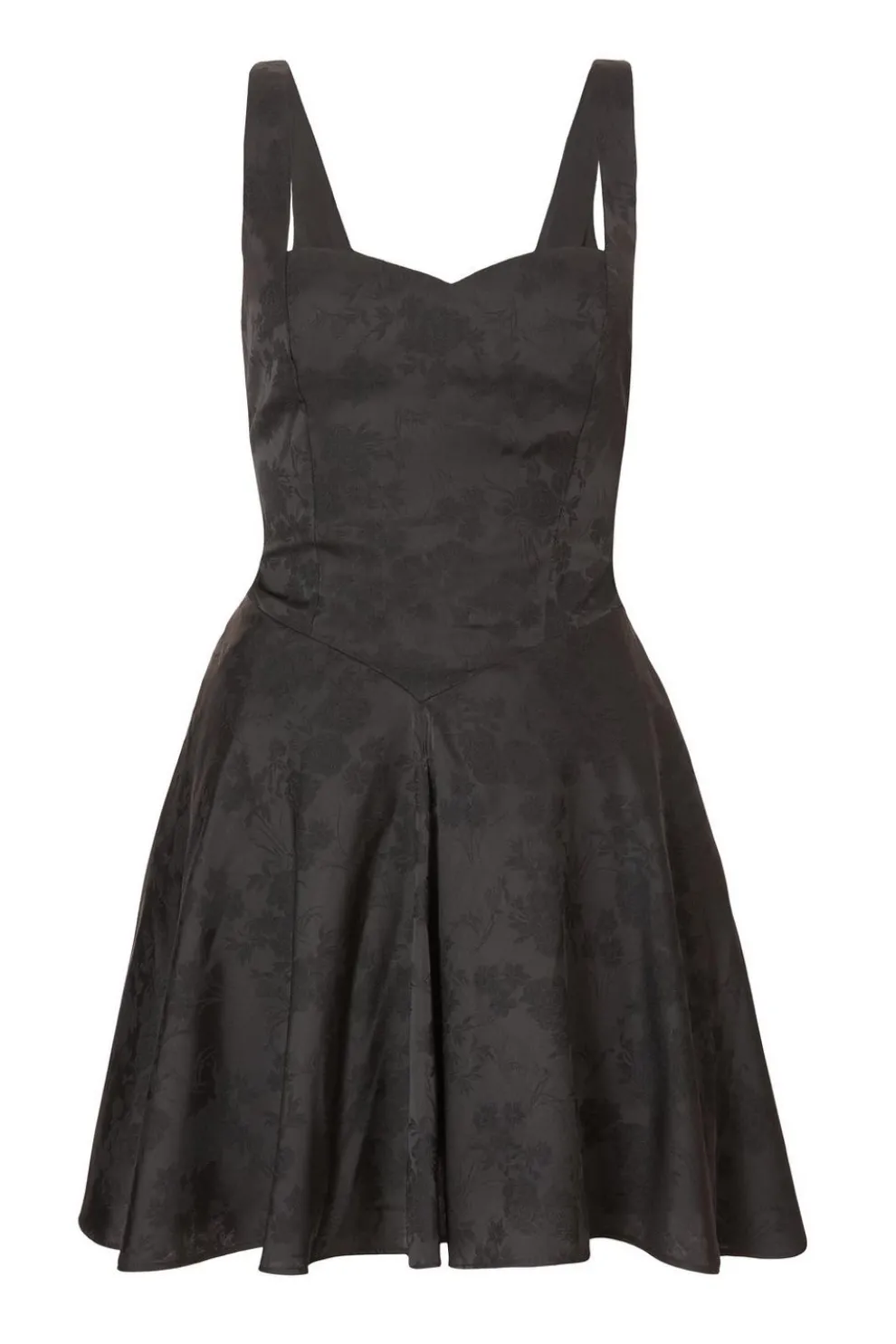 Black Satin Jacquard Mini Dress