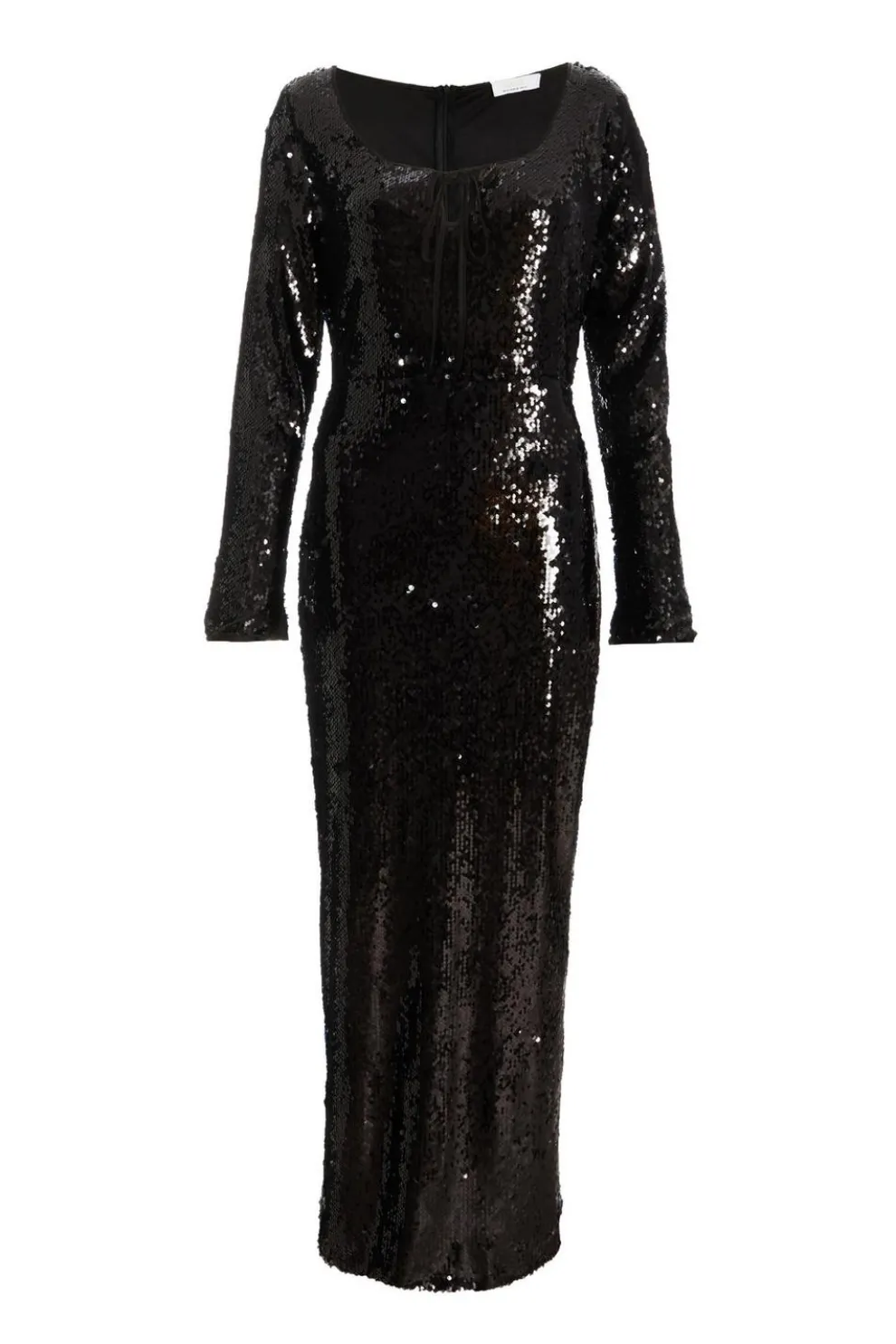 Black Sequin Tie Front Maxi Dress