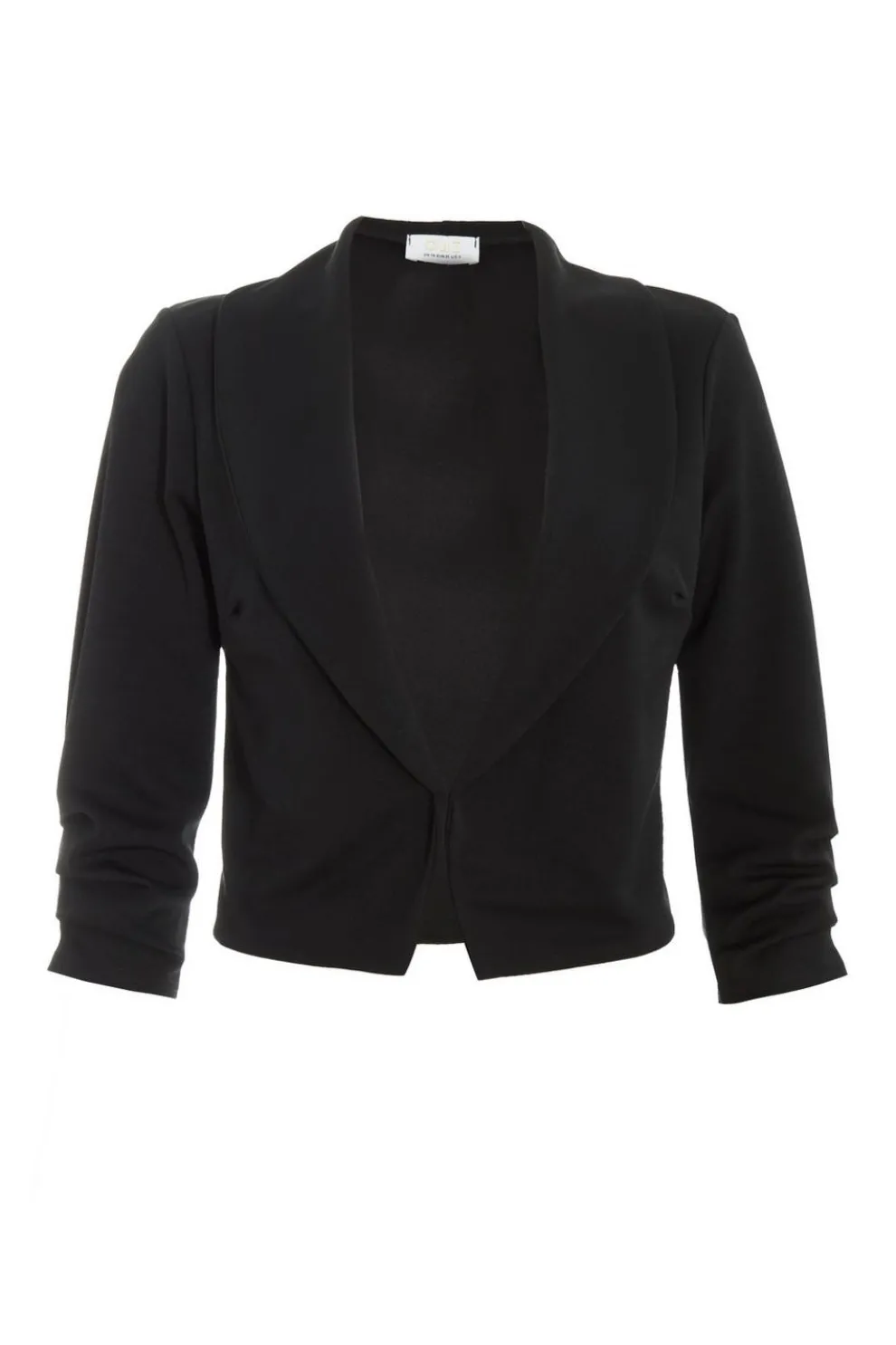 Black Shawl Collar Crop Jacket