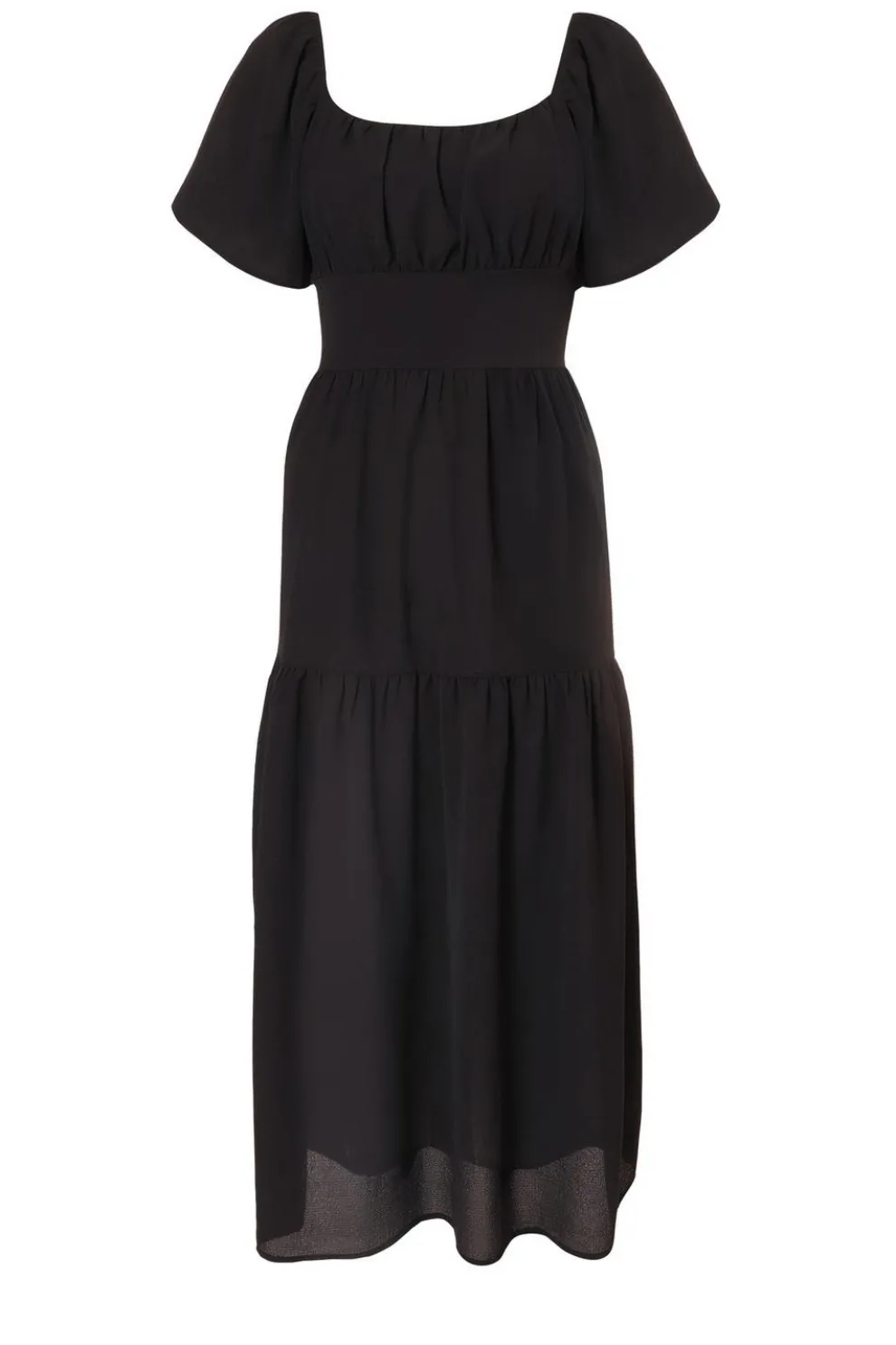 Black Short Sleeve Midaxi Dress