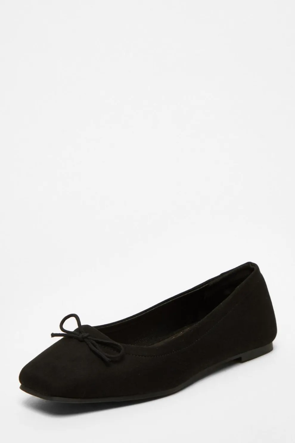 Black Square Toe Flat Pumps