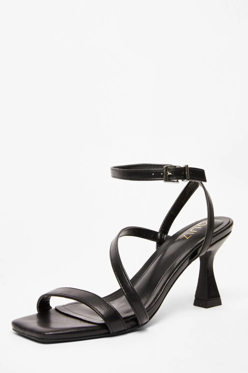 Black Strappy Flared Heel