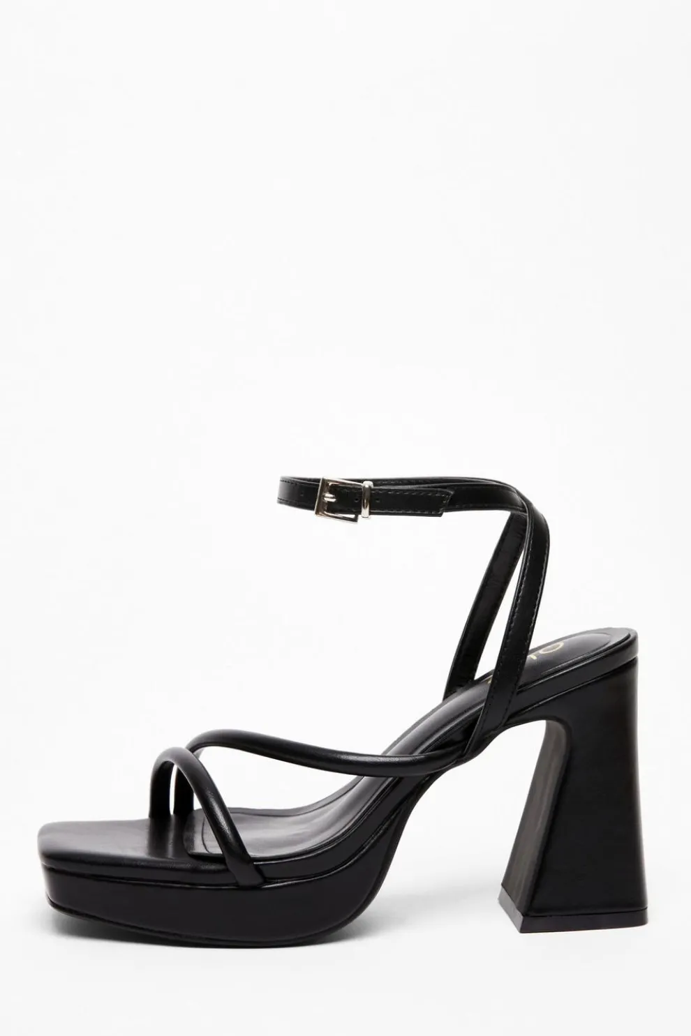 Black Strappy Platform Heeled Sandals
