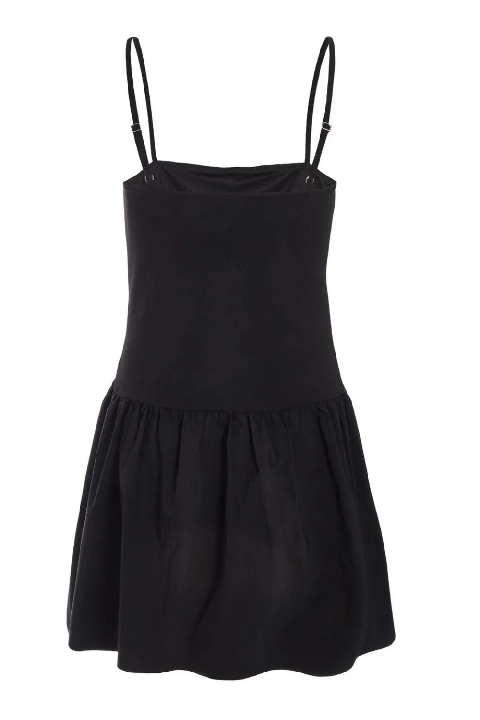 Black Strappy Puff Ball Skater Dress