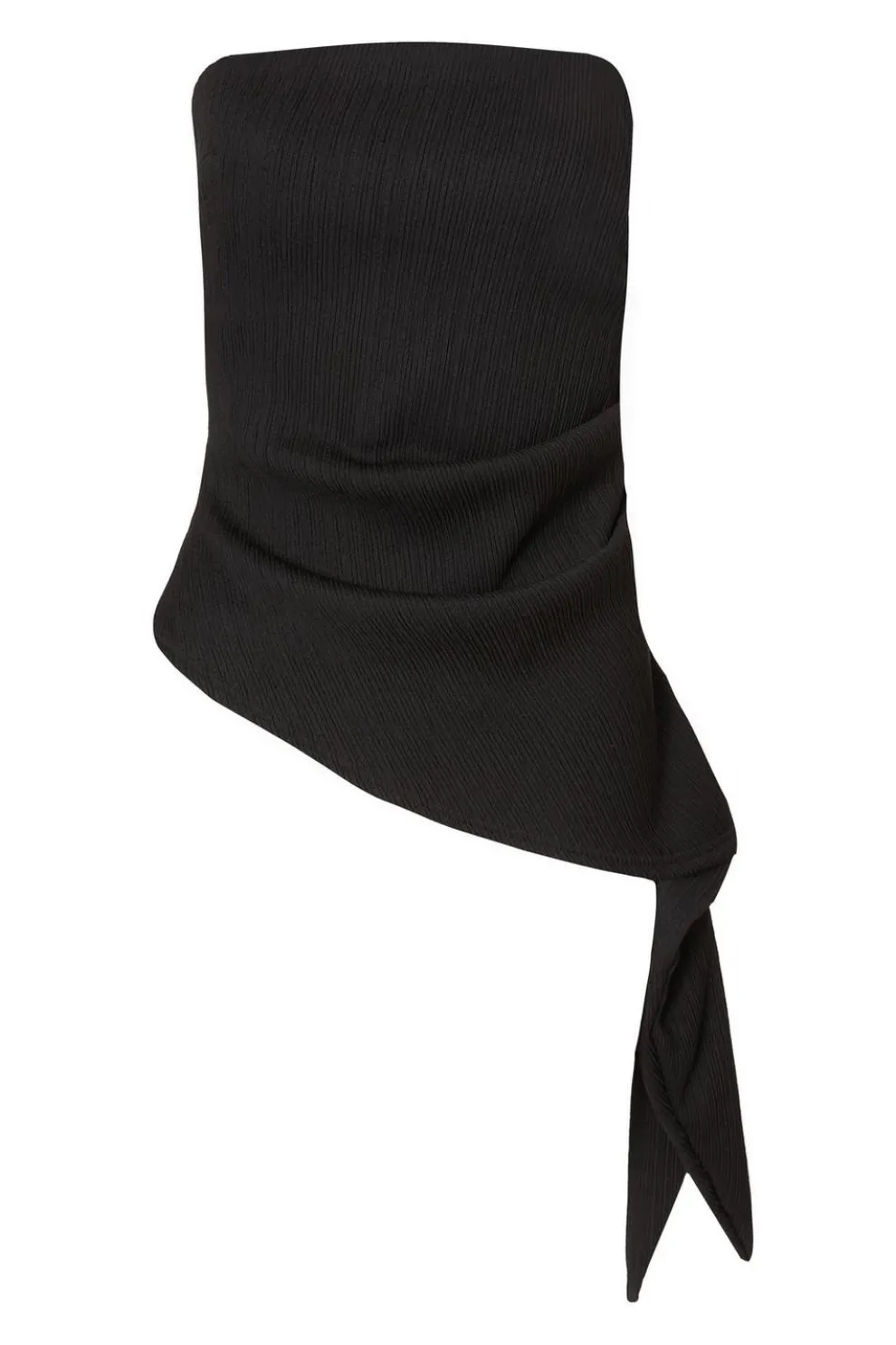 Black Textured Bandeau Top