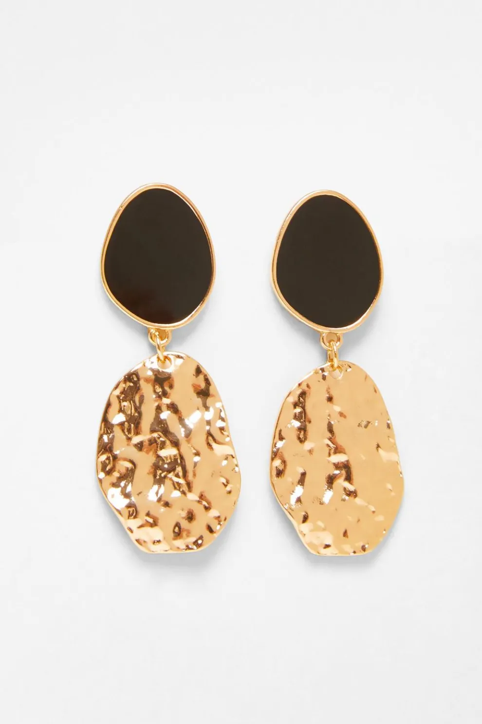 Black Textured Drop Earrings