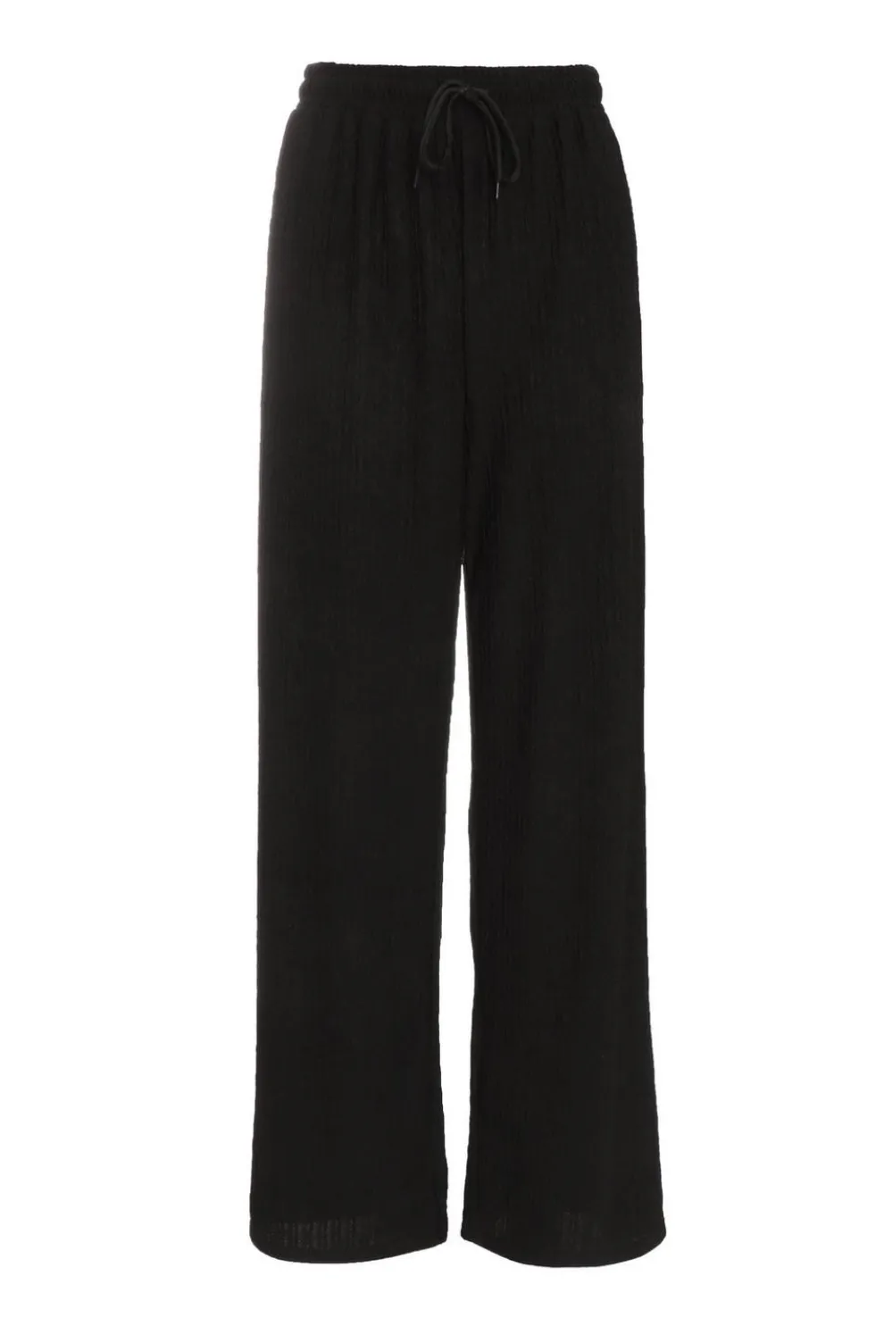 Black Textured Palazzo Trousers
