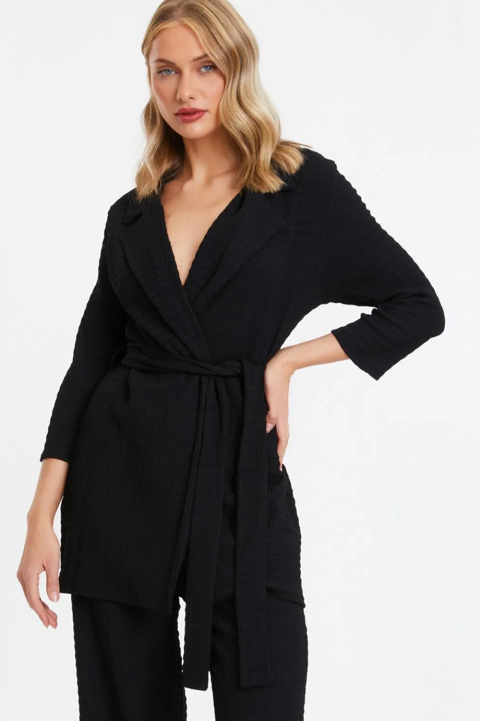 Black Tie Front Blazer