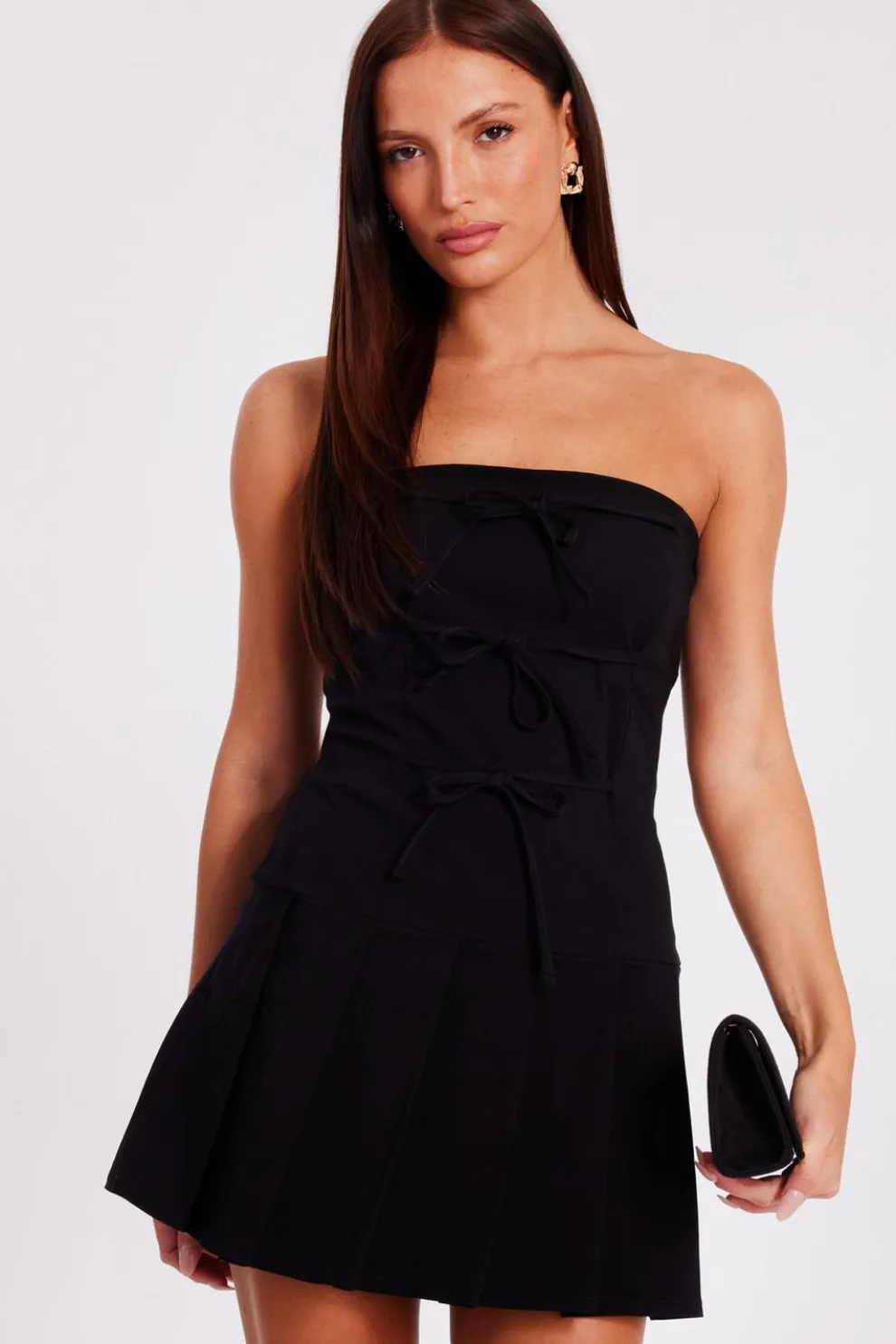 Black Tie Front Mini Dress