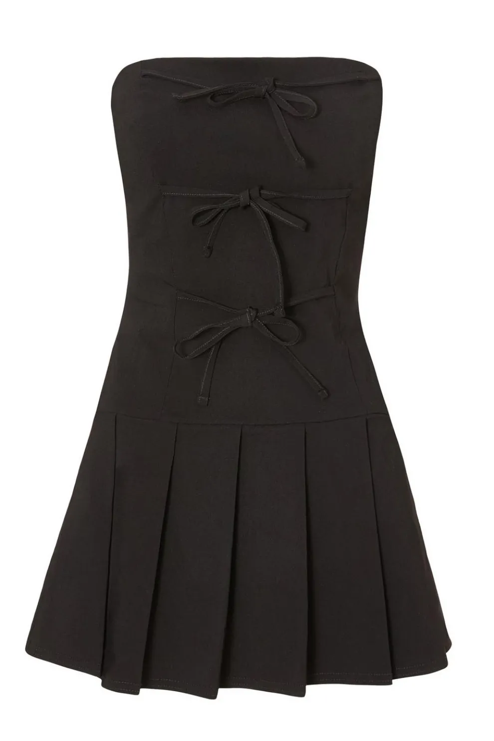 Black Tie Front Mini Dress