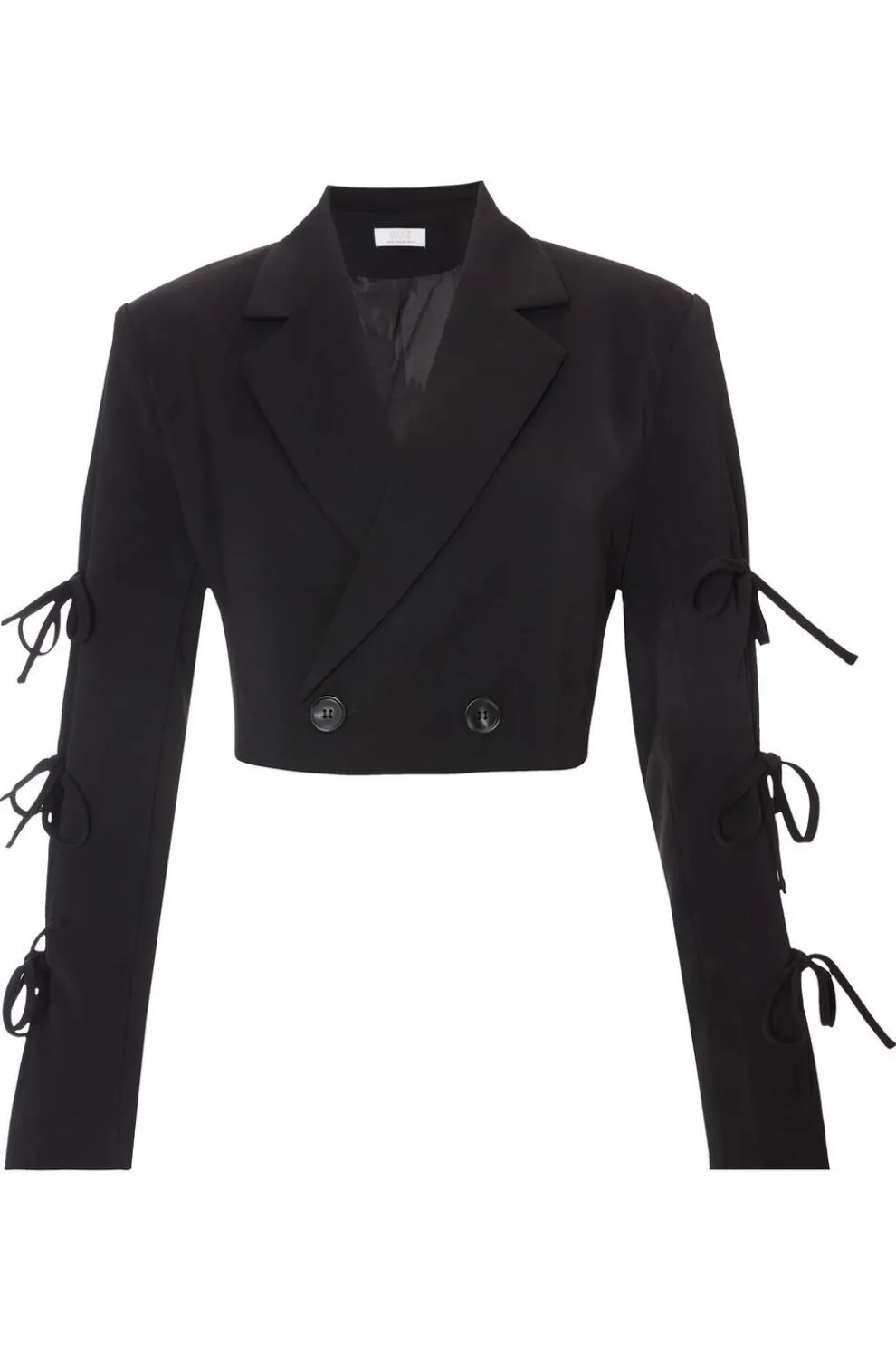Black Tie Sleeve Cropped Blazer