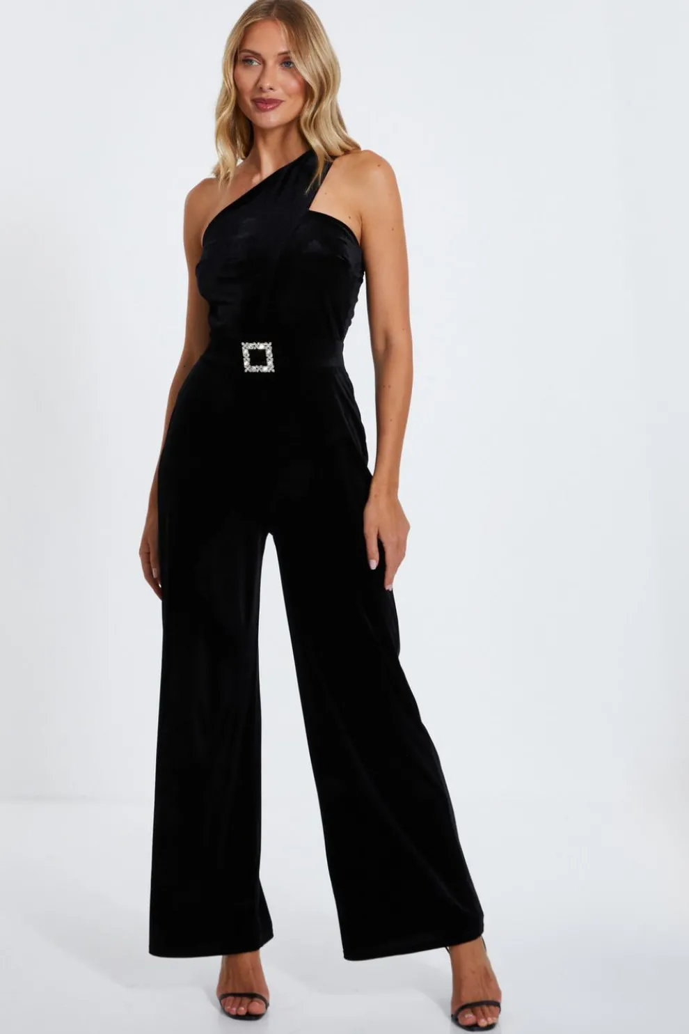 Black Velvet Asymmetric Jumpsuit