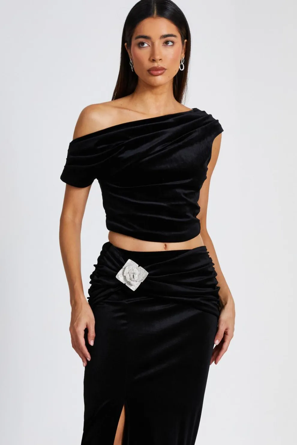 Black Velvet Asymmetric Top