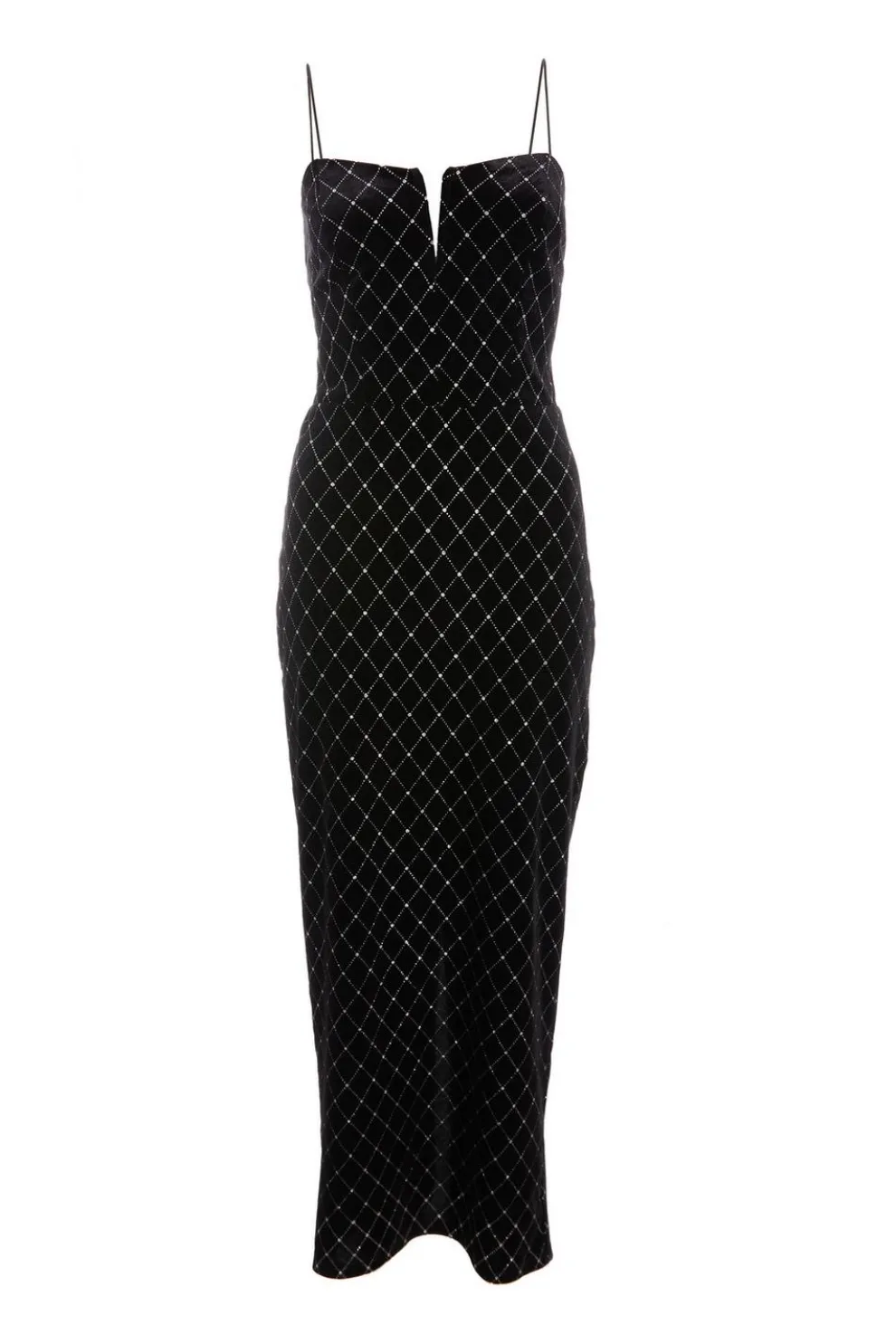 Black Velvet Diamante Midi Dress