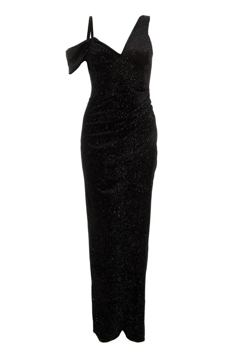 Black Velvet Glitter Maxi Dress