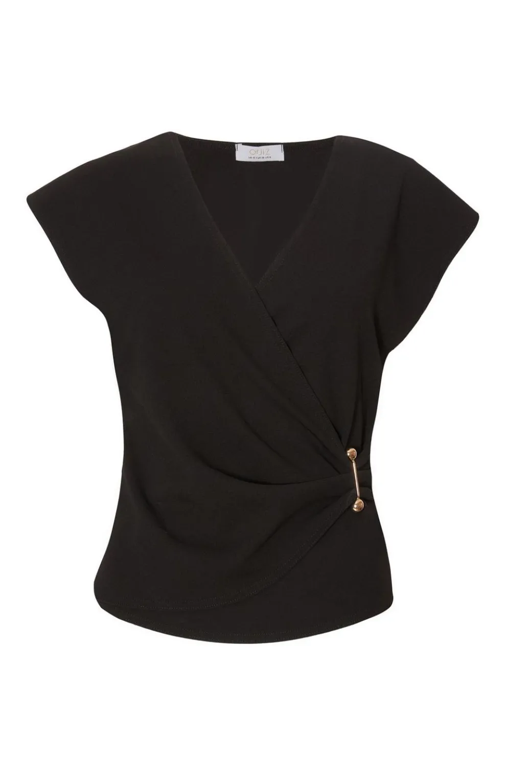 Black V-Neck Wrap Top