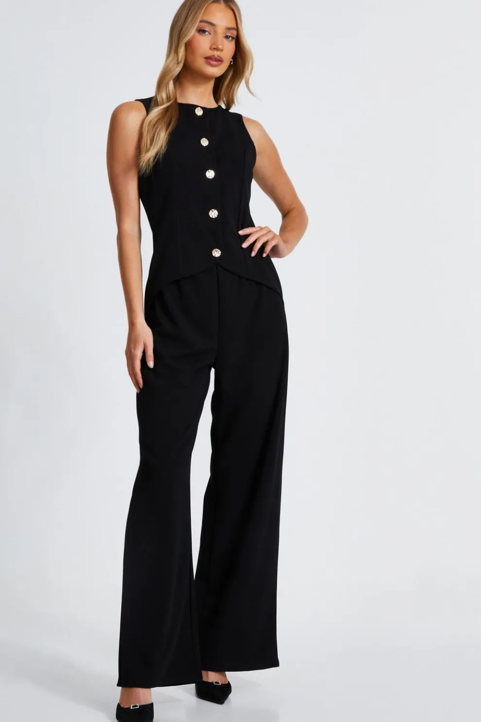 Black Waistcoat Jumpsuit