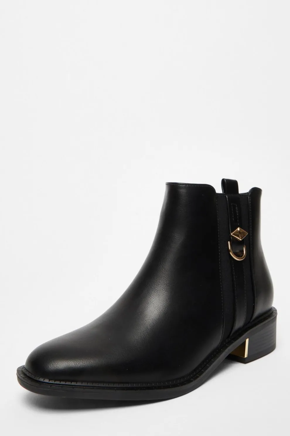 Black Wide Fit Flat Ankle Boot