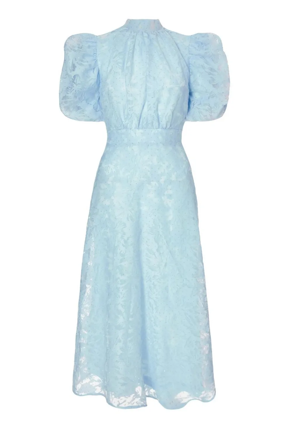 Blue Chiffon Diamante Midi Dress