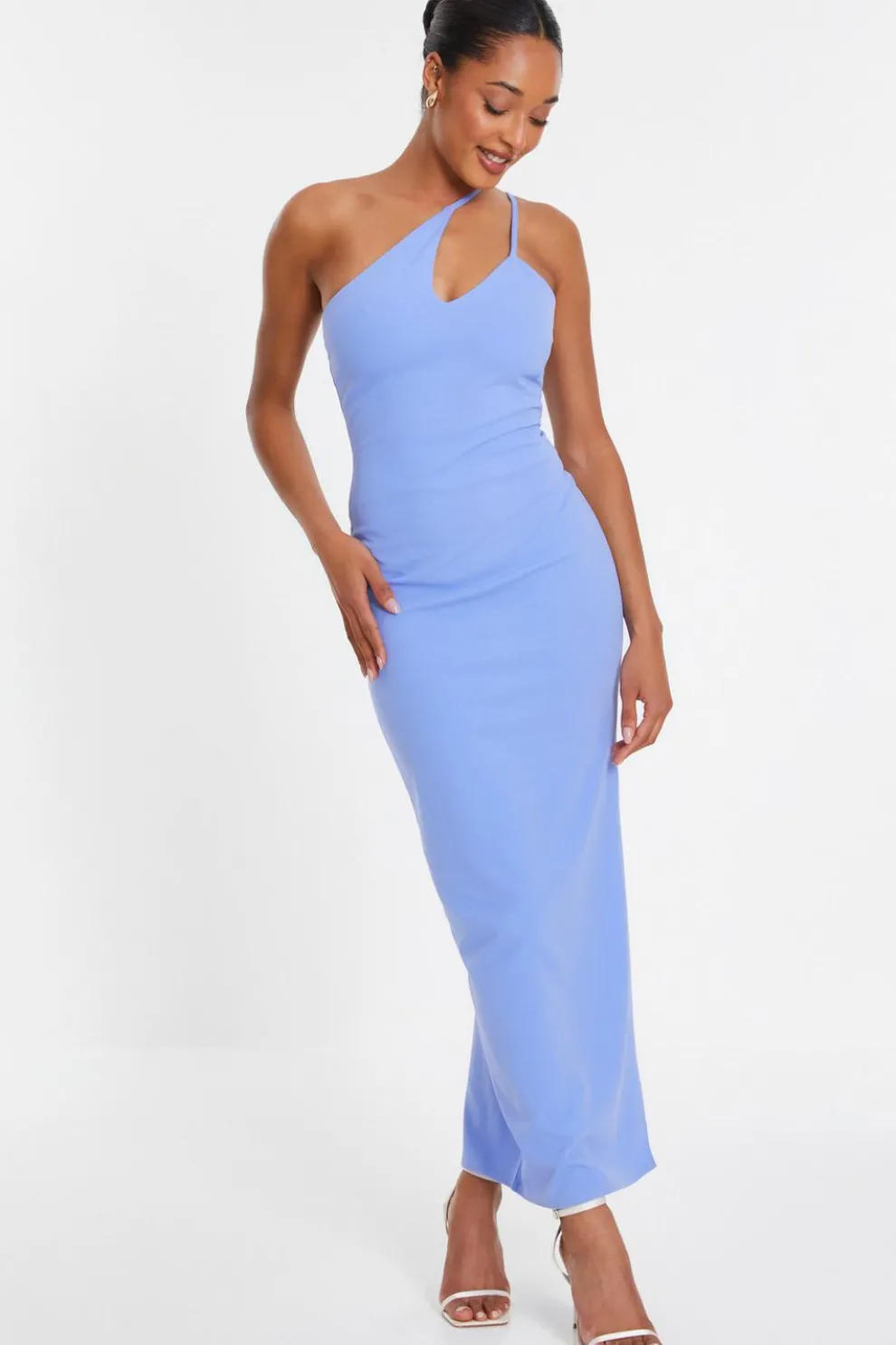 Blue Cut Out One Shoulder Midaxi Dress