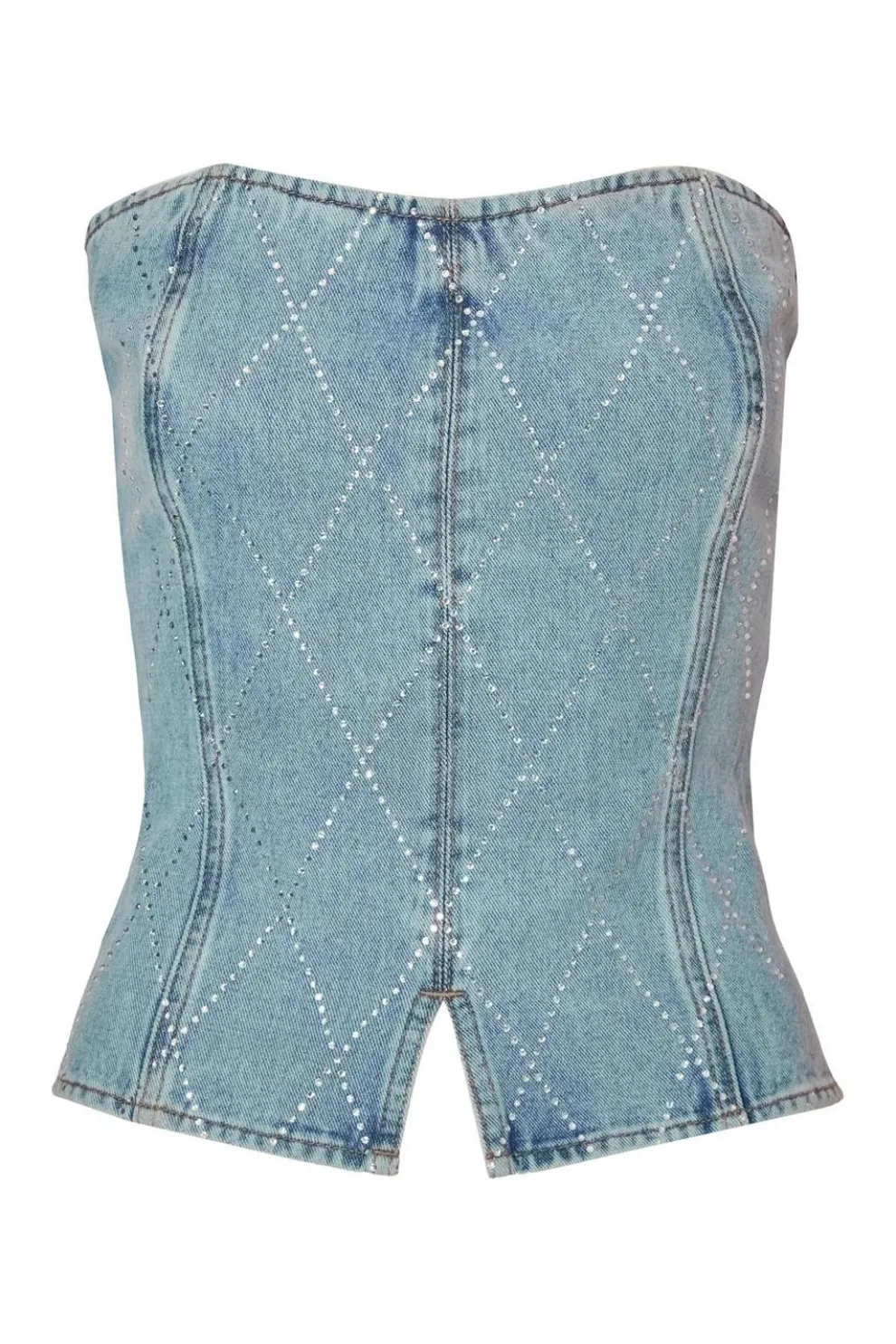 Blue Diamante Denim Corset Top