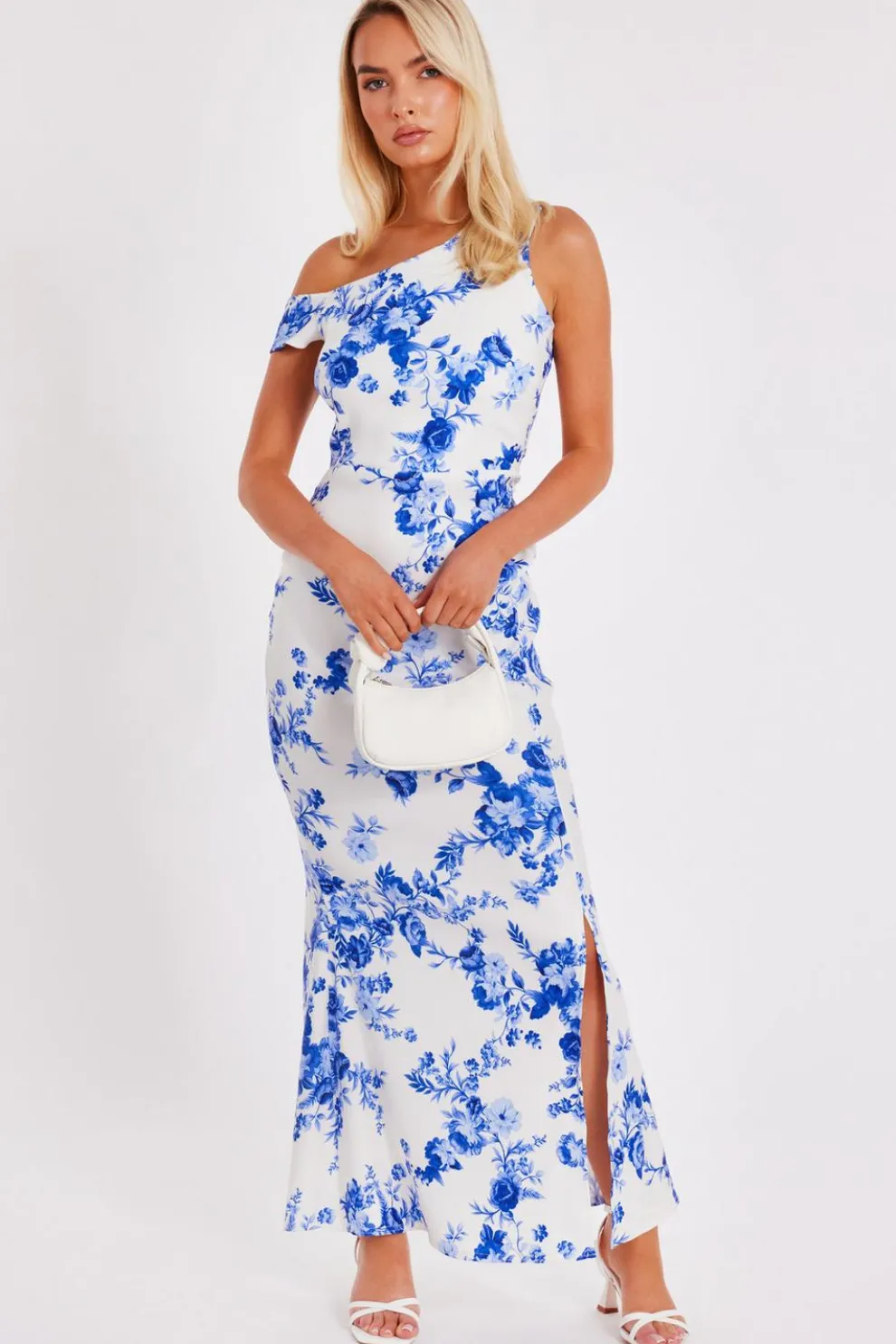 Blue Floral Drop Sleeve Maxi Dress