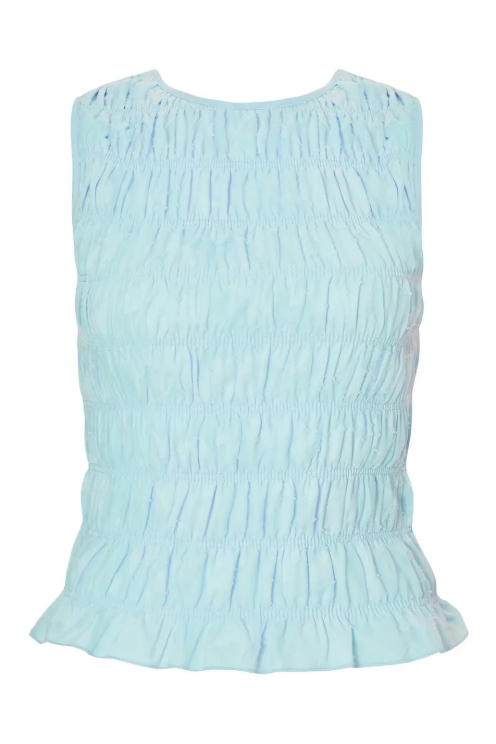 Blue Jacquard Gathered Top