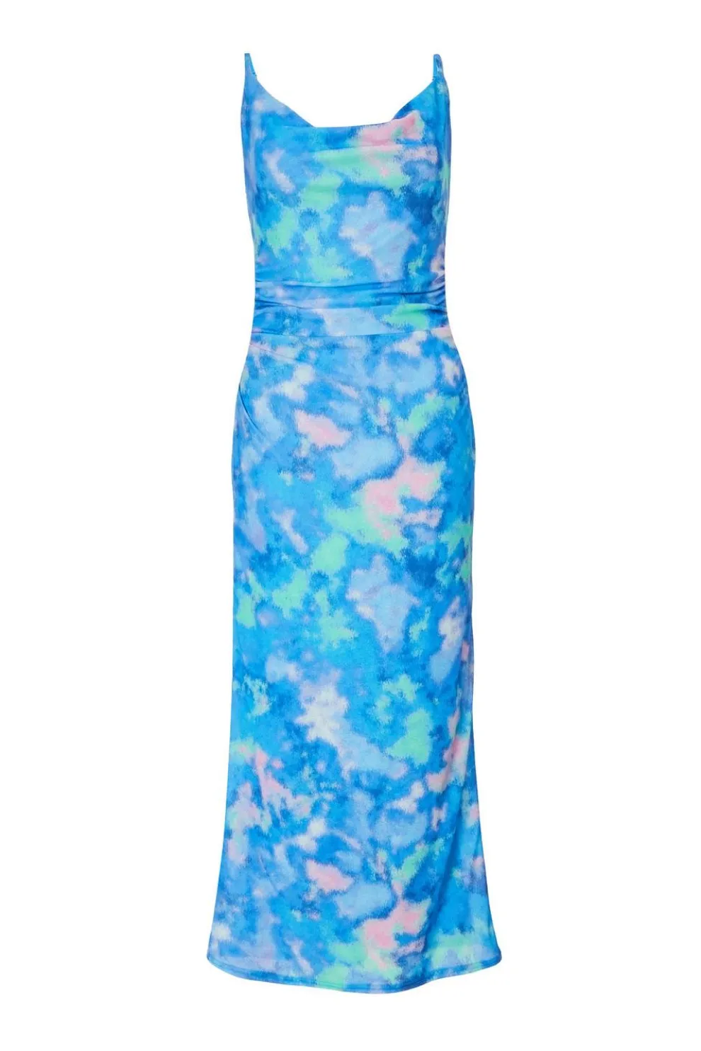 Blue Marble Print Midaxi Dress