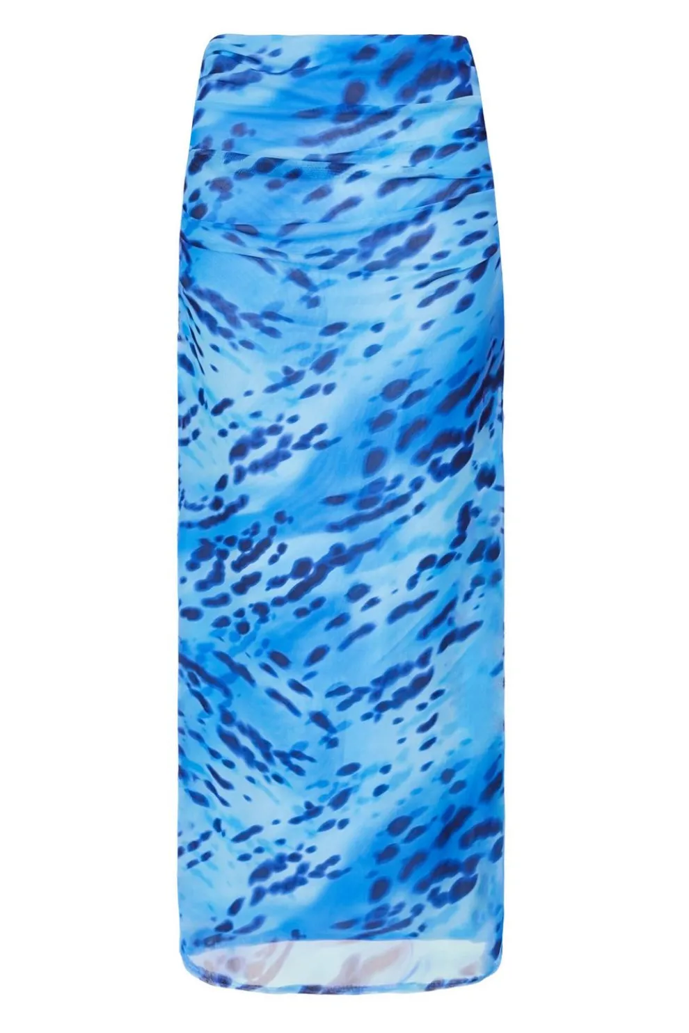Blue Mesh Animal Print Midaxi Skirt