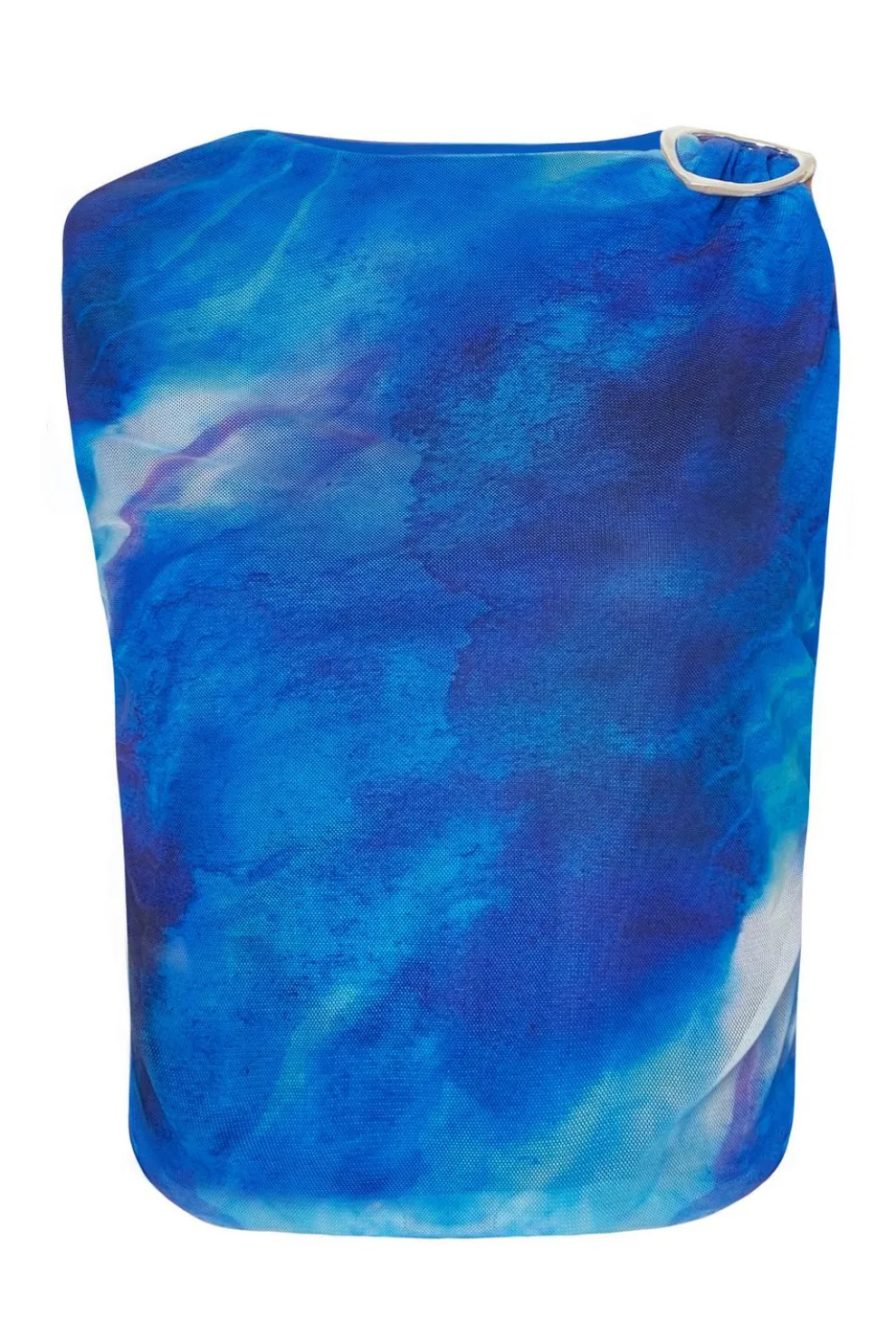 Blue Mesh Marble Crop Top