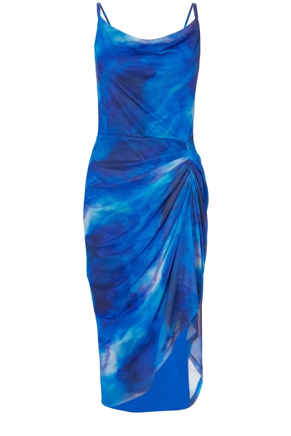 Blue Mesh Marble Midi Dress
