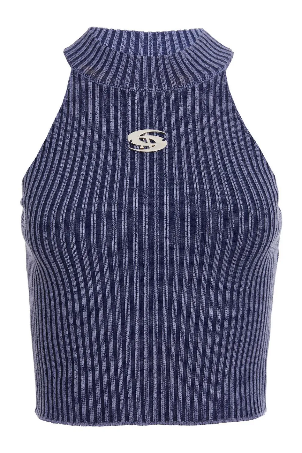 Blue Ribbed Racer Top
