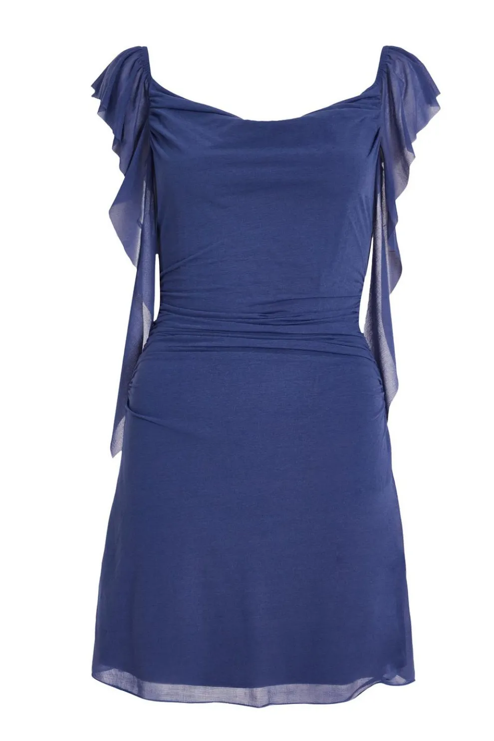 Blue Ruffle Sleeve Mini Dress