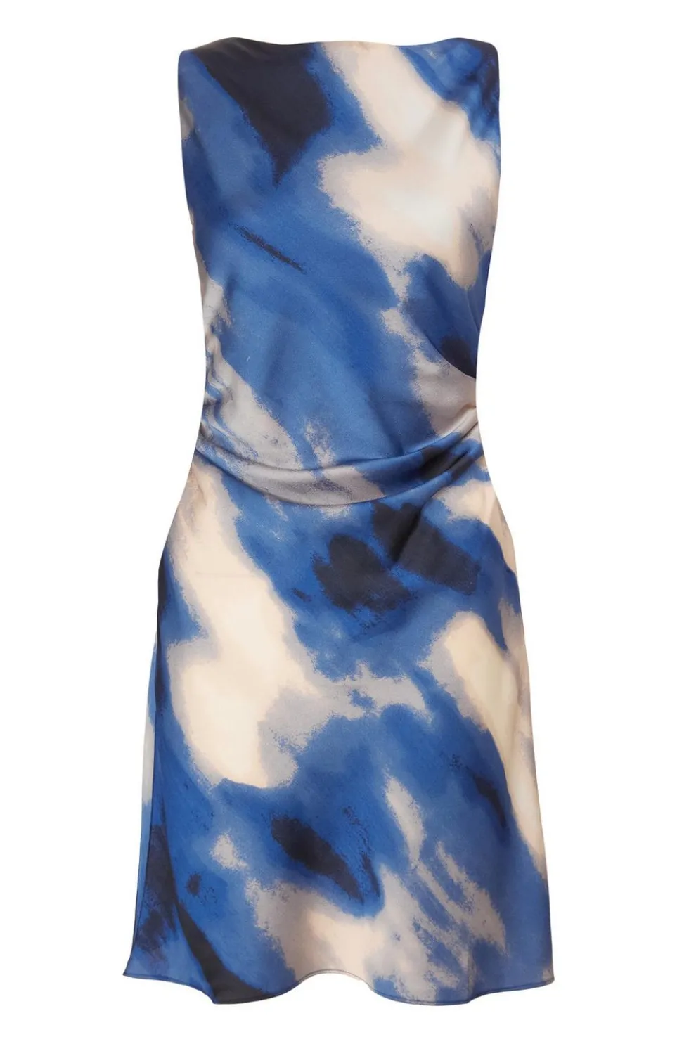 Blue Satin Marble Mini Dress