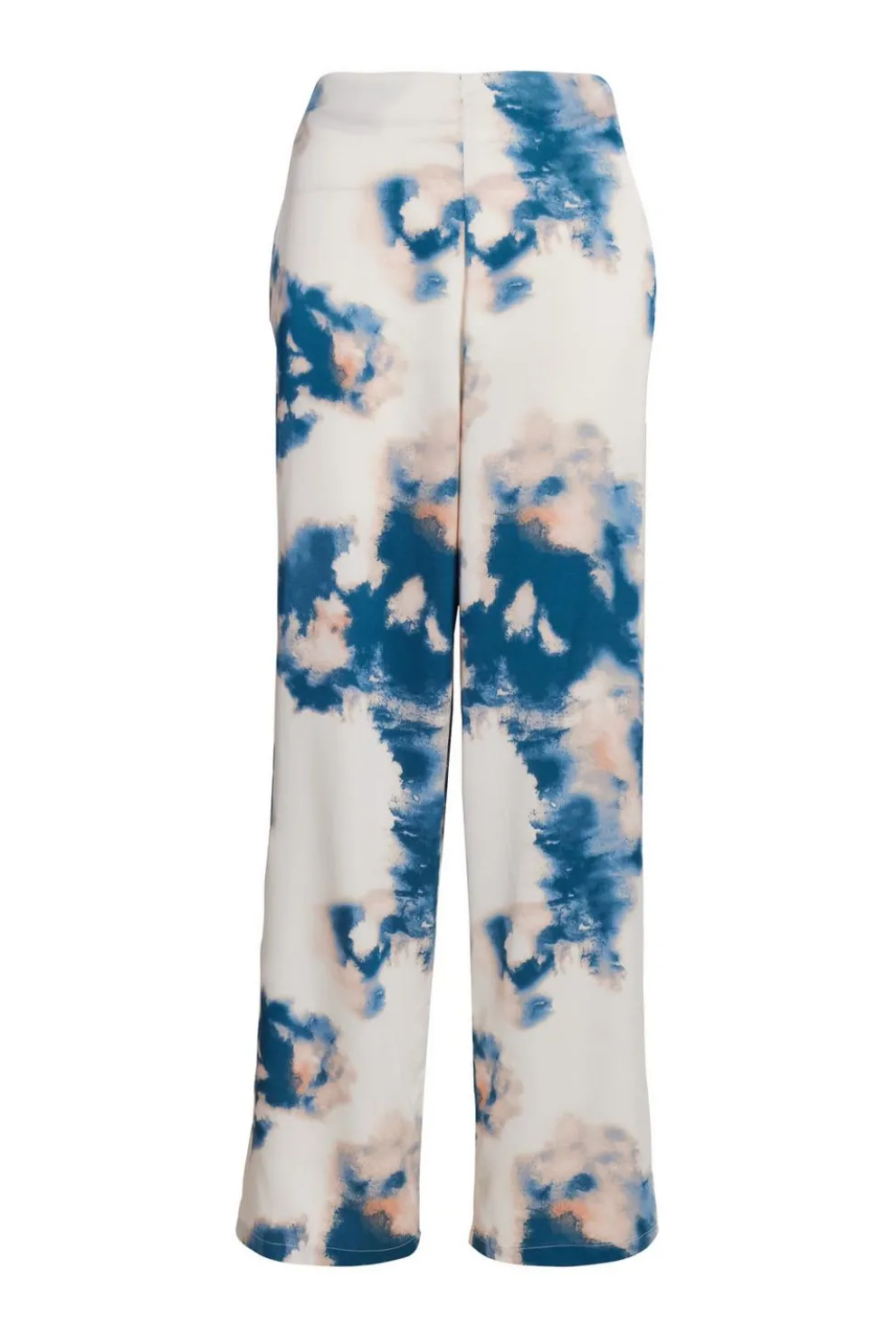Blue Satin Marble Print Trousers