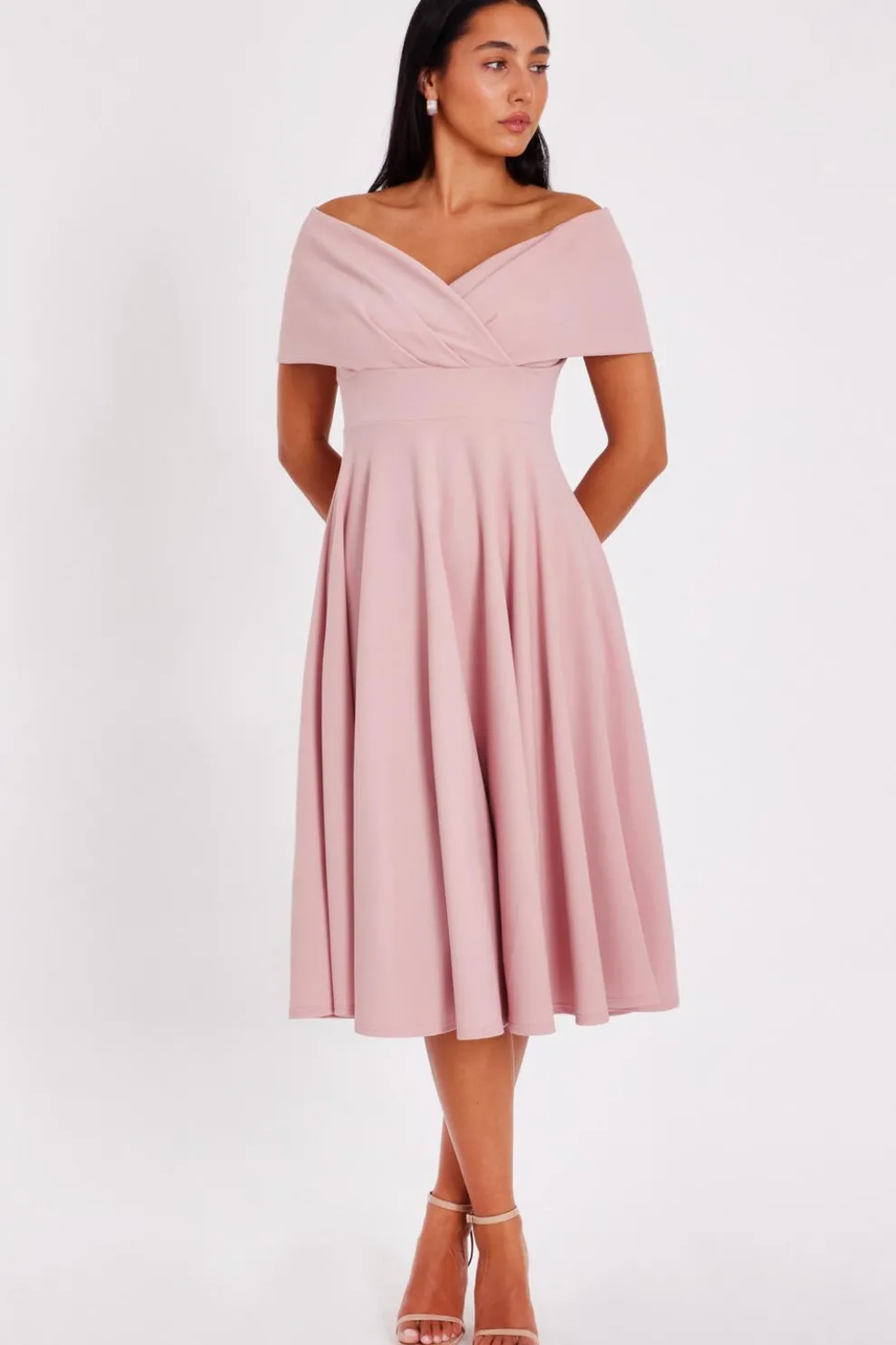 Blush Bardot Midi Dress