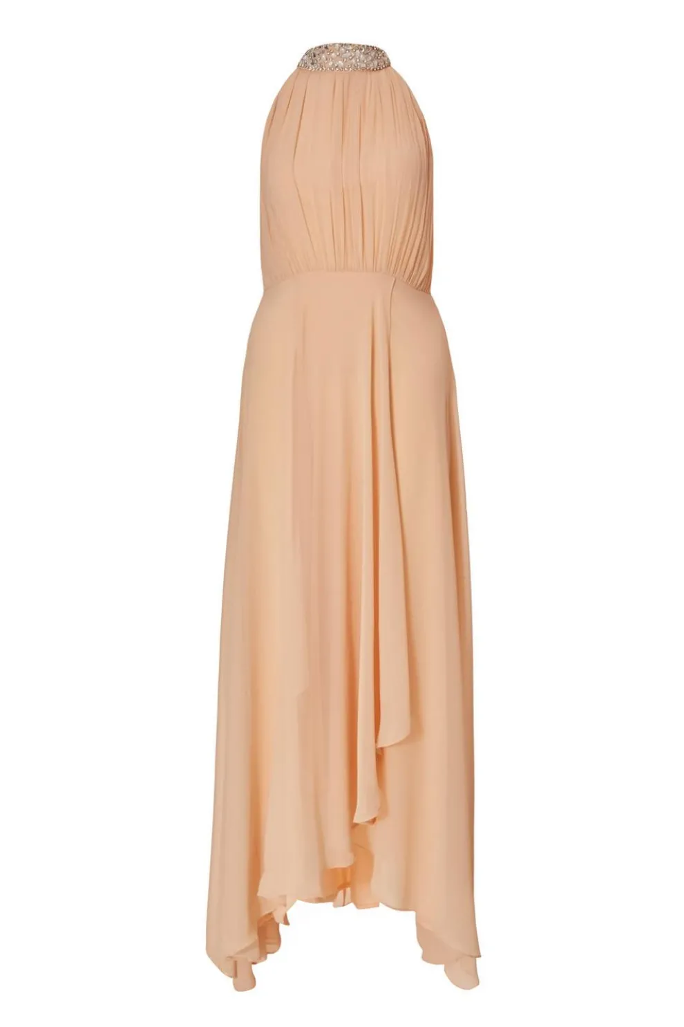 Blush Chiffon High Neck Maxi Dress