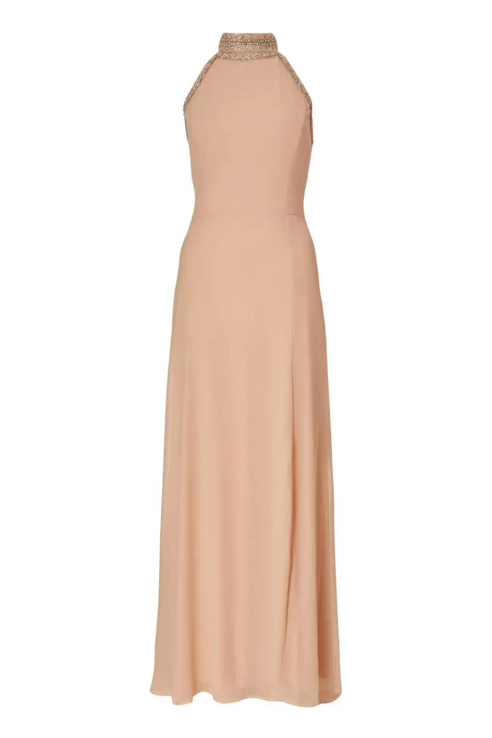 Blush Embellished Chiffon Maxi Dress