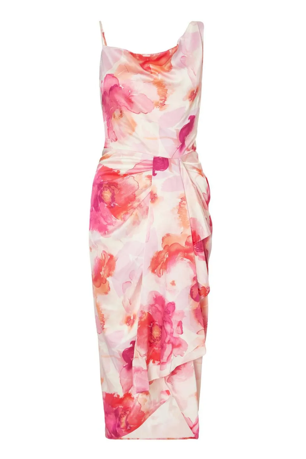 Blush Floral Print Midi Dress