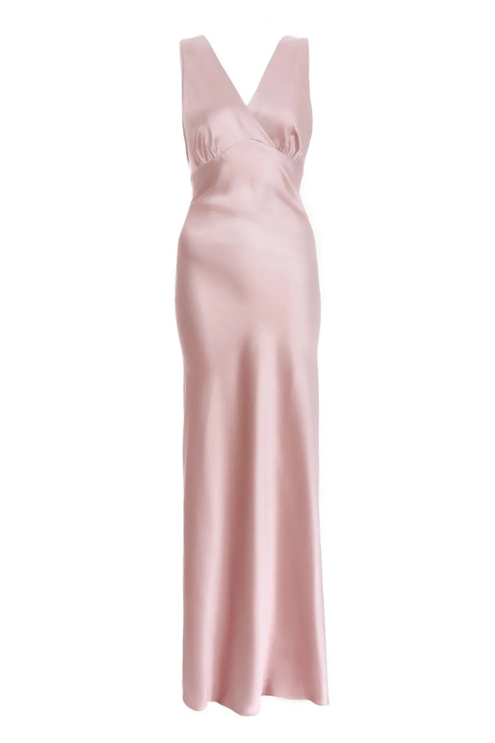 Blush Pink Satin Wrap Maxi Dress