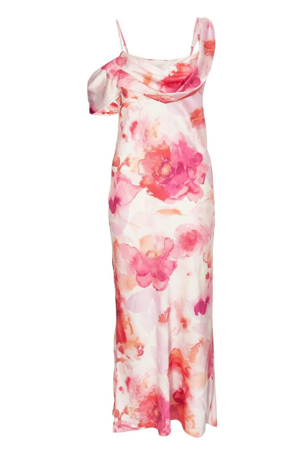 Blush Satin Tropical Print Midaxi Dres