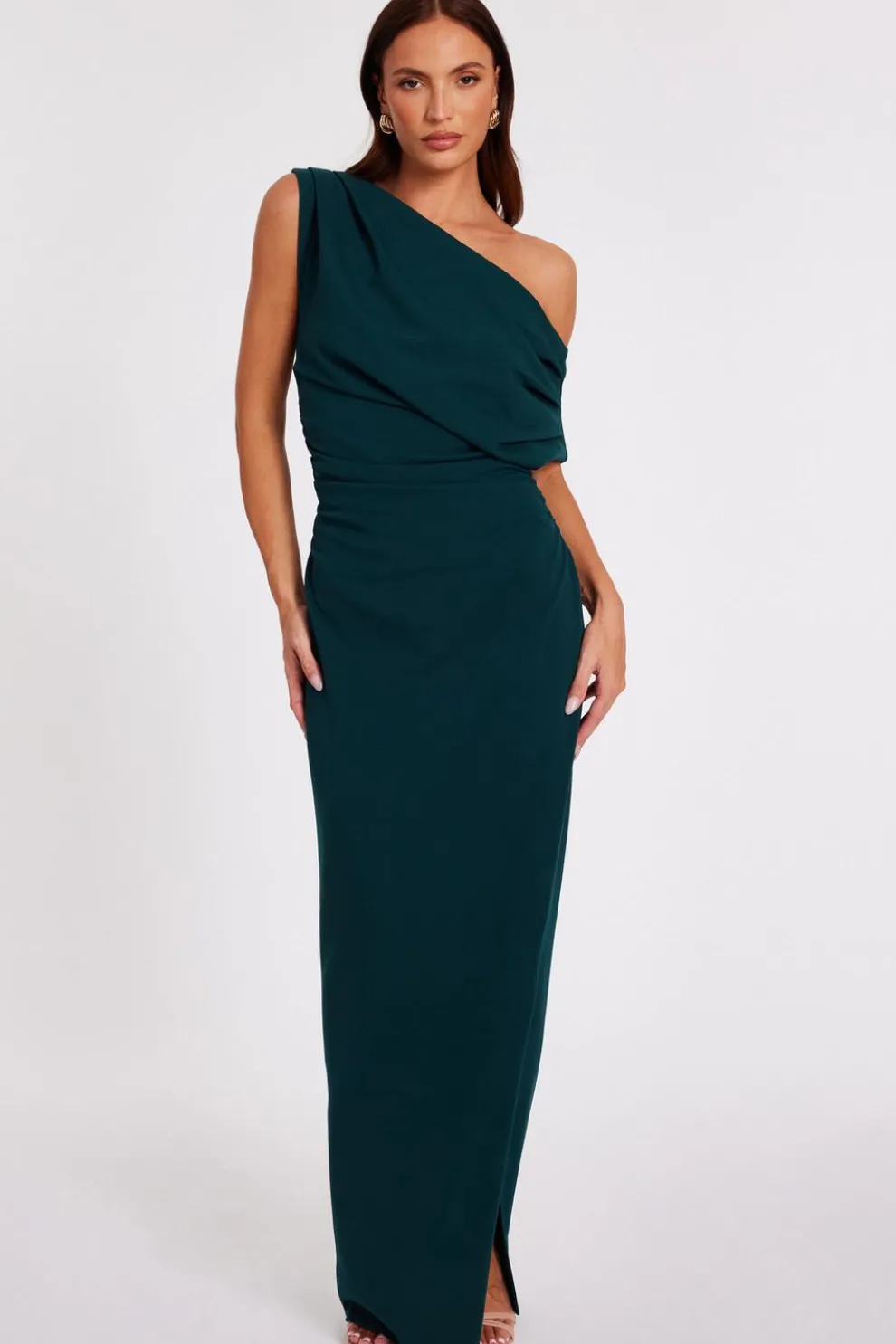 Bottle Green Asymmetric Maxi Dress